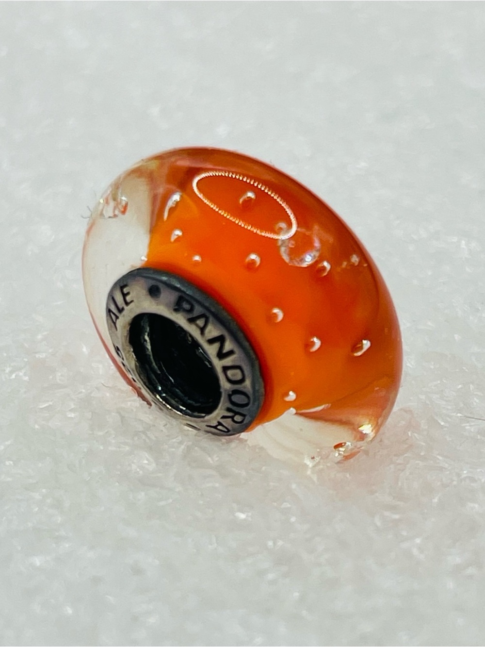Pandora Orange and Clear Murano Glass Charm